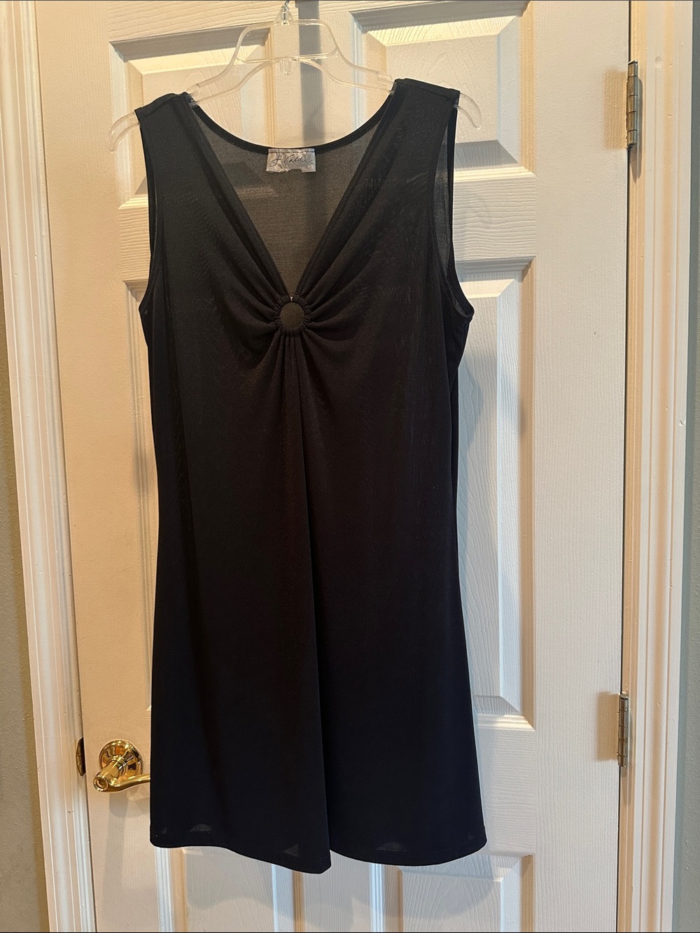 Sleeveless Black Mini Dress with Front Twist